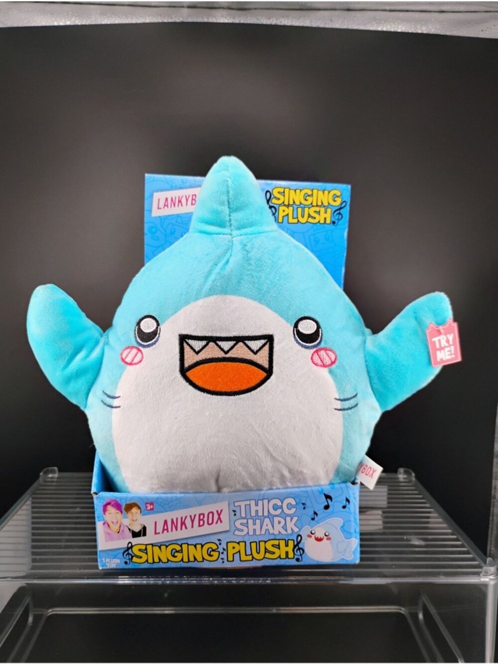 Lankybox Thicc Shark Singing Plush Stuffed Toy 3+ Blue & White